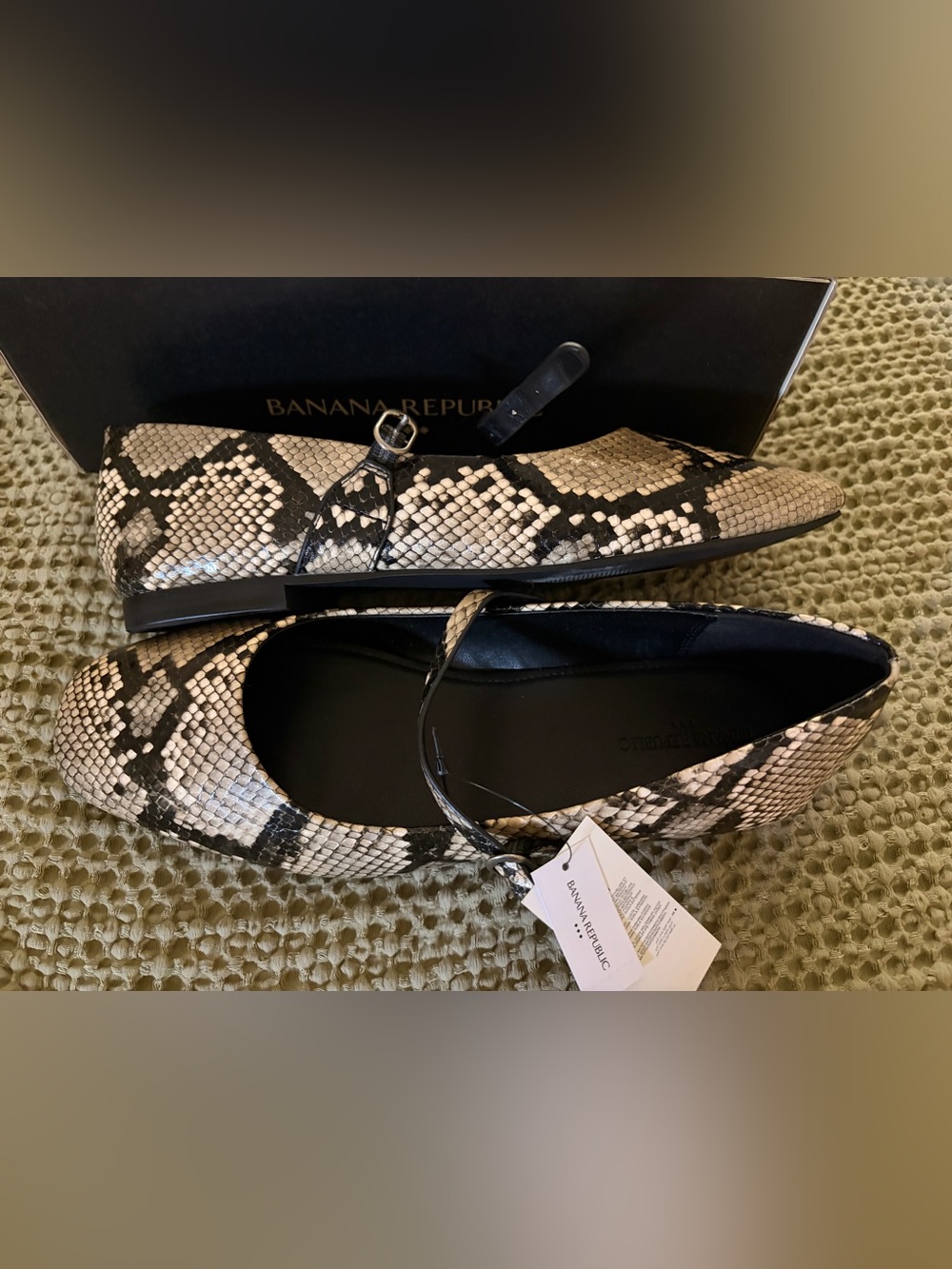 Banana Republic Snake-Print Vegan Leather Mary Jane Ballet Flat